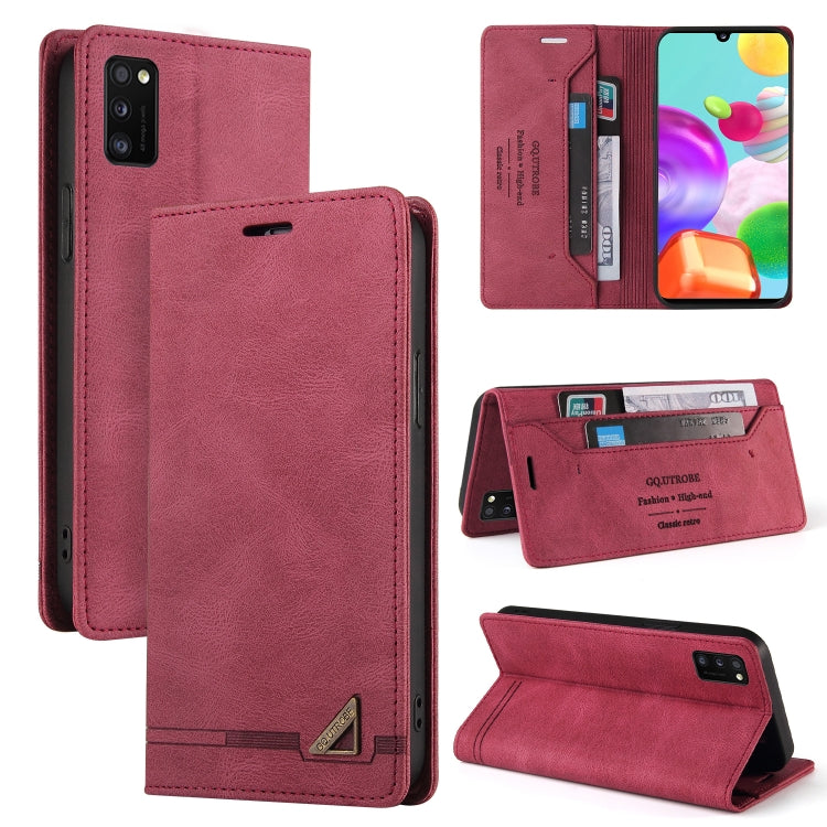For Samsung Galaxy A41 Skin Feel Anti-theft Brush Horizontal Flip Leather Case with Holder & Card Slots & Wallet