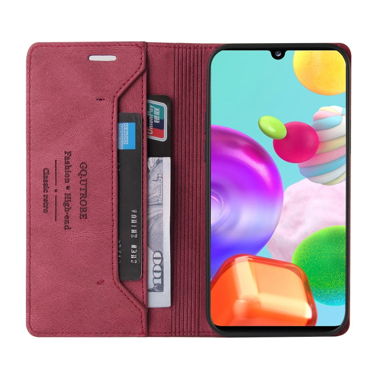 For Samsung Galaxy A41 Skin Feel Anti-theft Brush Horizontal Flip Leather Case with Holder & Card Slots & Wallet
