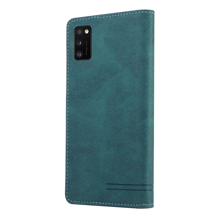 For Samsung Galaxy A41 Skin Feel Anti-theft Brush Horizontal Flip Leather Case with Holder & Card Slots & Wallet