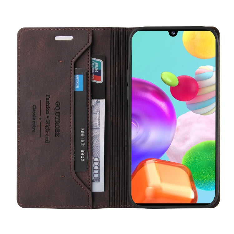 For Samsung Galaxy A41 Skin Feel Anti-theft Brush Horizontal Flip Leather Case with Holder & Card Slots & Wallet