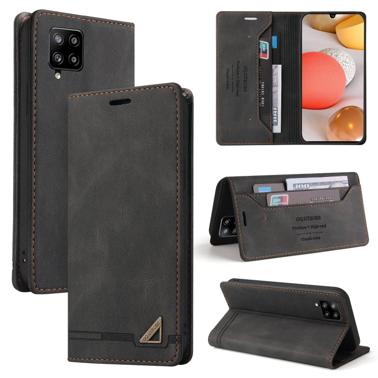 For Samsung Galaxy A42 5G Skin Feel Anti-theft Brush Horizontal Flip Leather Case with Holder & Card Slots & Wallet