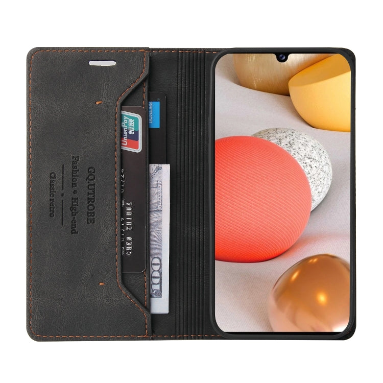 For Samsung Galaxy A42 5G Skin Feel Anti-theft Brush Horizontal Flip Leather Case with Holder & Card Slots & Wallet