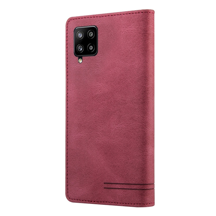 For Samsung Galaxy A42 5G Skin Feel Anti-theft Brush Horizontal Flip Leather Case with Holder & Card Slots & Wallet