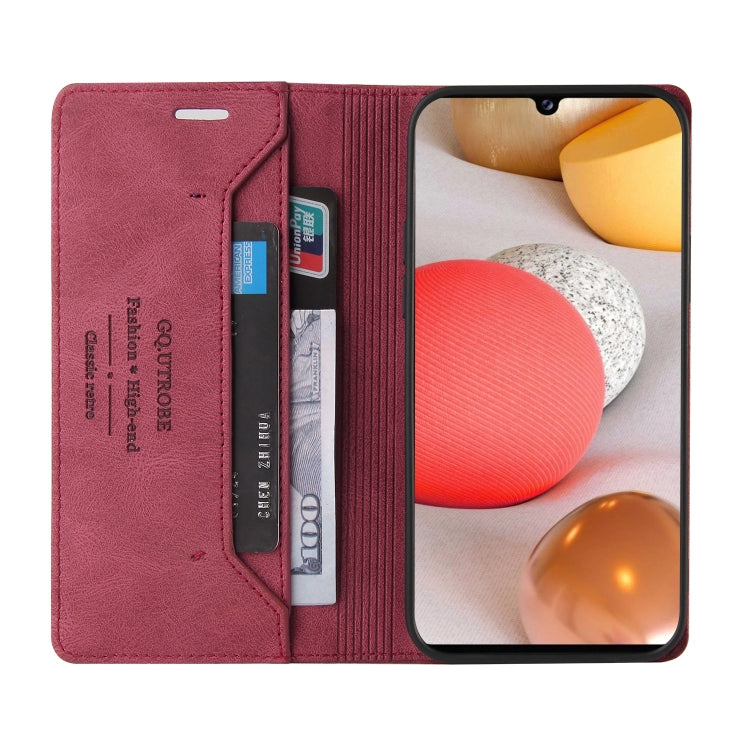 For Samsung Galaxy A42 5G Skin Feel Anti-theft Brush Horizontal Flip Leather Case with Holder & Card Slots & Wallet