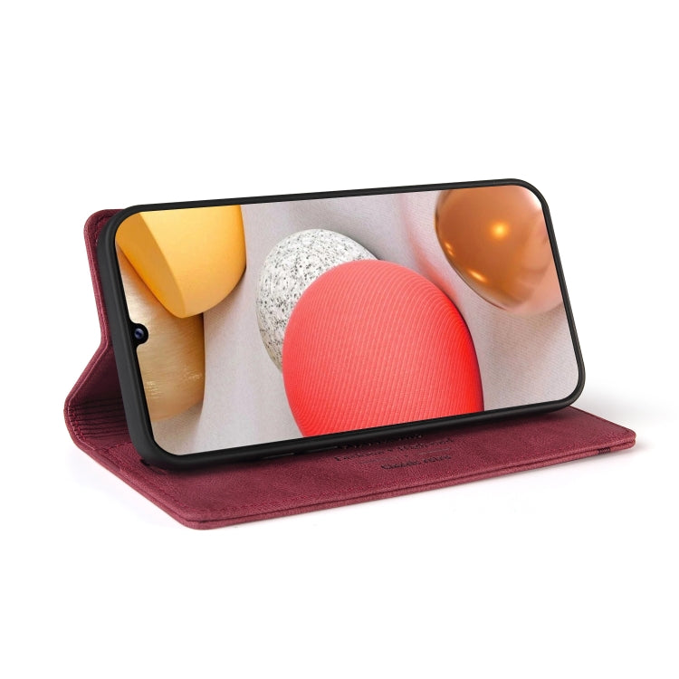 For Samsung Galaxy A42 5G Skin Feel Anti-theft Brush Horizontal Flip Leather Case with Holder & Card Slots & Wallet