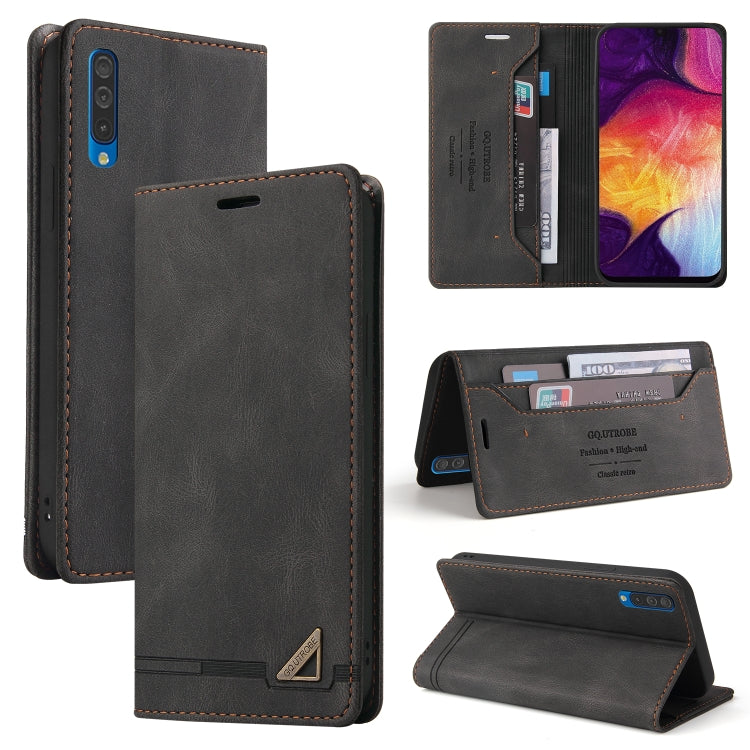 For Samsung Galaxy A70 Skin Feel Anti-theft Brush Horizontal Flip Leather Case with Holder & Card Slots & Wallet