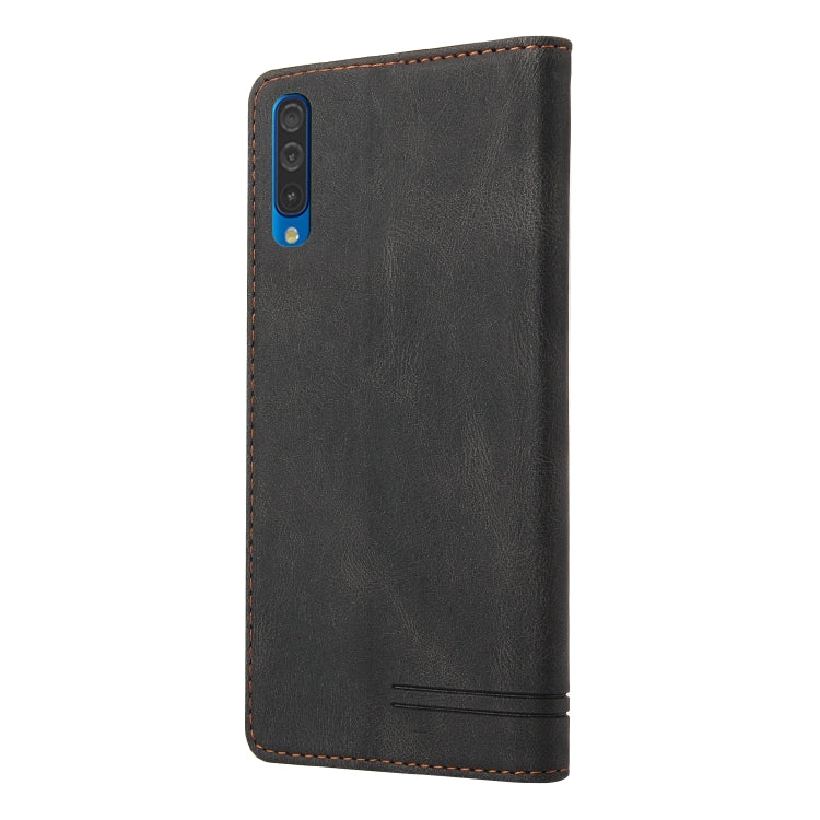 For Samsung Galaxy A70 Skin Feel Anti-theft Brush Horizontal Flip Leather Case with Holder & Card Slots & Wallet