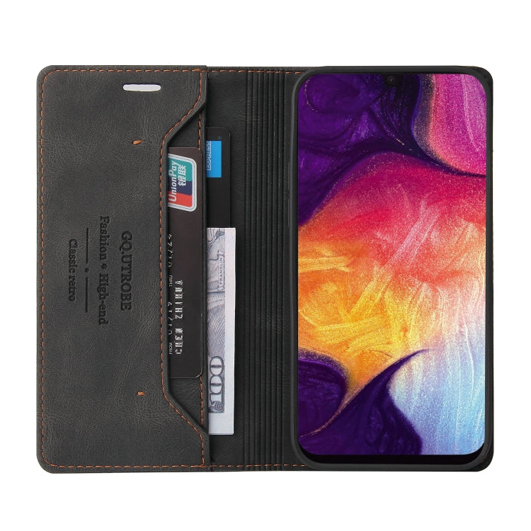 For Samsung Galaxy A70 Skin Feel Anti-theft Brush Horizontal Flip Leather Case with Holder & Card Slots & Wallet