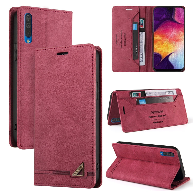 For Samsung Galaxy A70 Skin Feel Anti-theft Brush Horizontal Flip Leather Case with Holder & Card Slots & Wallet