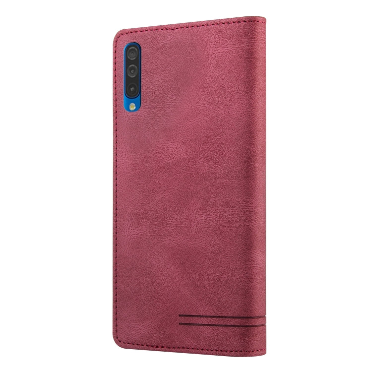 For Samsung Galaxy A70 Skin Feel Anti-theft Brush Horizontal Flip Leather Case with Holder & Card Slots & Wallet