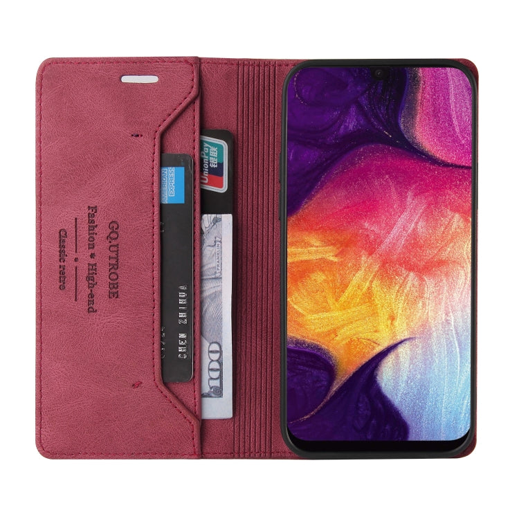 For Samsung Galaxy A70 Skin Feel Anti-theft Brush Horizontal Flip Leather Case with Holder & Card Slots & Wallet