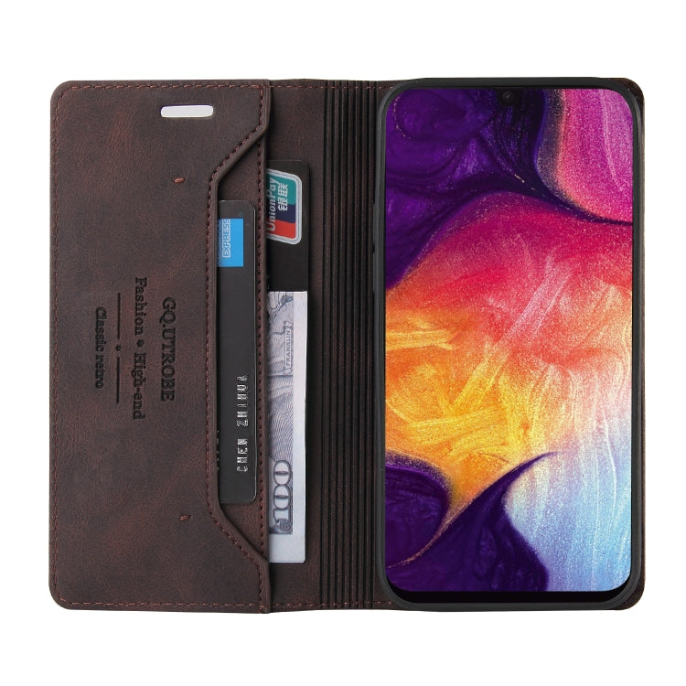 For Samsung Galaxy A70 Skin Feel Anti-theft Brush Horizontal Flip Leather Case with Holder & Card Slots & Wallet