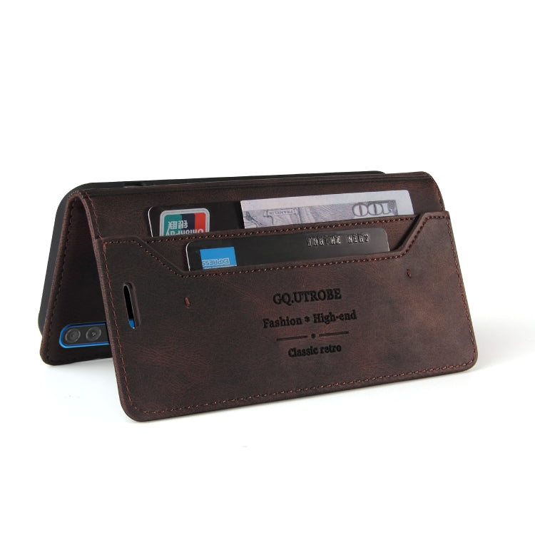 For Samsung Galaxy A70 Skin Feel Anti-theft Brush Horizontal Flip Leather Case with Holder & Card Slots & Wallet