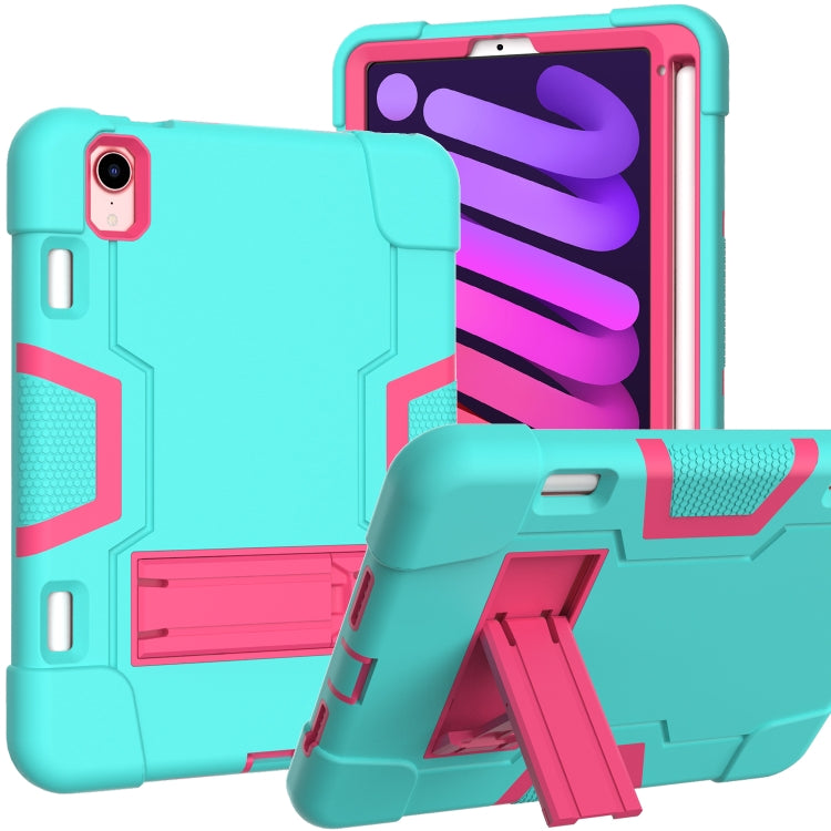 For iPad mini 6 Contrast Color Robot Shockproof Silicone + PC Protective Tablet Case with Holder & Pen Slot