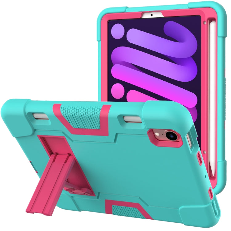 For iPad mini 6 Contrast Color Robot Shockproof Silicone + PC Protective Tablet Case with Holder & Pen Slot
