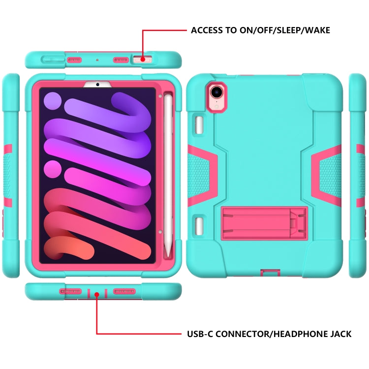 For iPad mini 6 Contrast Color Robot Shockproof Silicone + PC Protective Tablet Case with Holder & Pen Slot