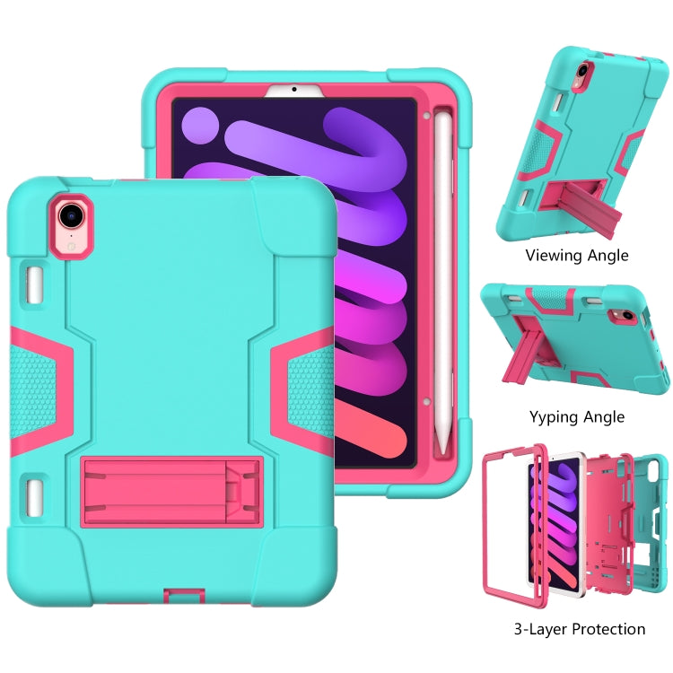 For iPad mini 6 Contrast Color Robot Shockproof Silicone + PC Protective Tablet Case with Holder & Pen Slot