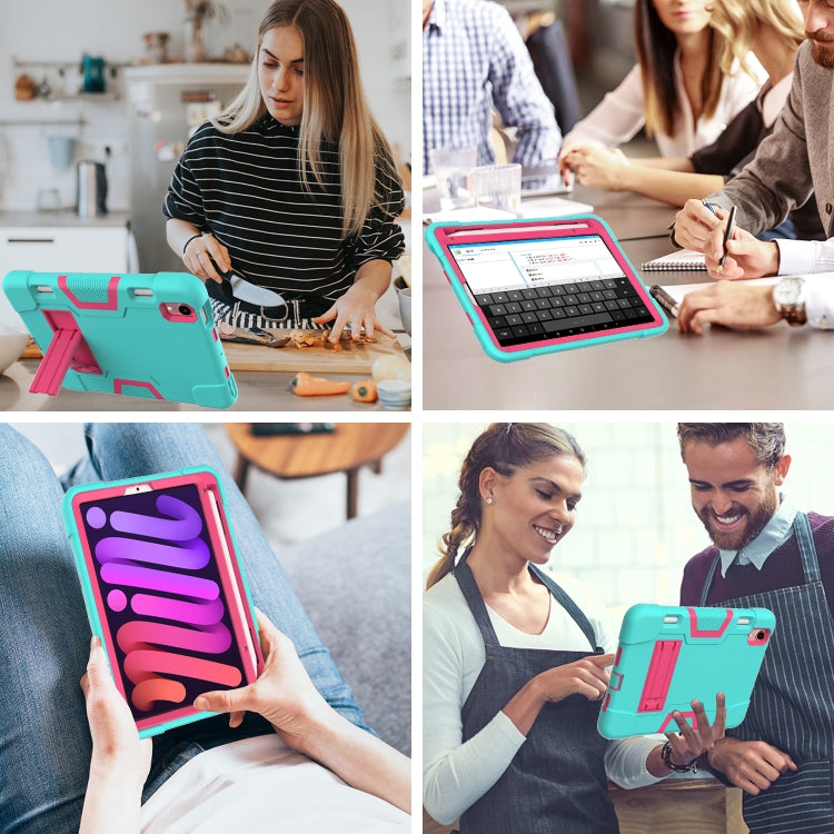 For iPad mini 6 Contrast Color Robot Shockproof Silicone + PC Protective Tablet Case with Holder & Pen Slot