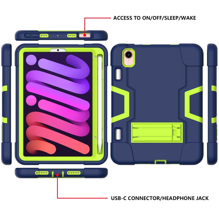 For iPad mini 6 Contrast Color Robot Shockproof Silicone + PC Protective Tablet Case with Holder & Pen Slot