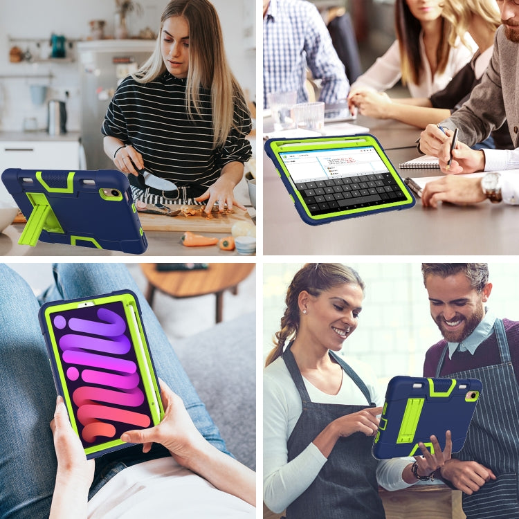 For iPad mini 6 Contrast Color Robot Shockproof Silicone + PC Protective Tablet Case with Holder & Pen Slot