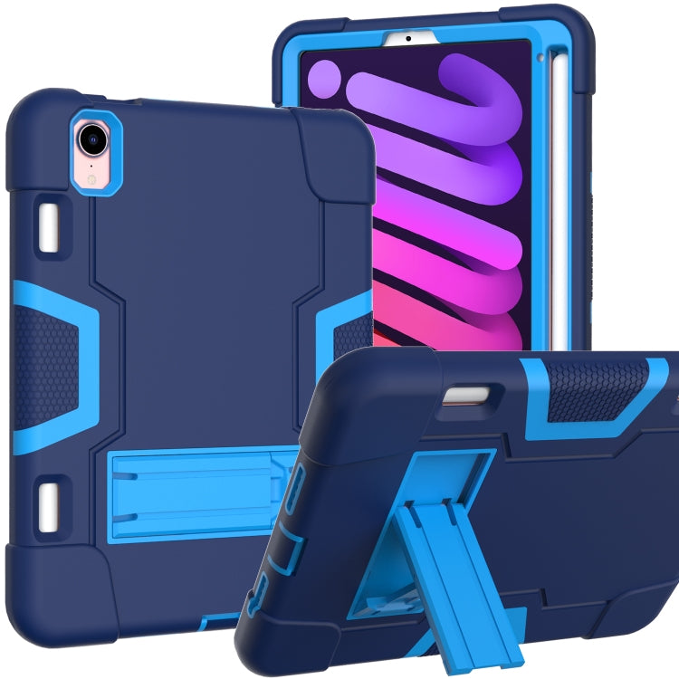 For iPad mini 6 Contrast Color Robot Shockproof Silicone + PC Protective Tablet Case with Holder & Pen Slot