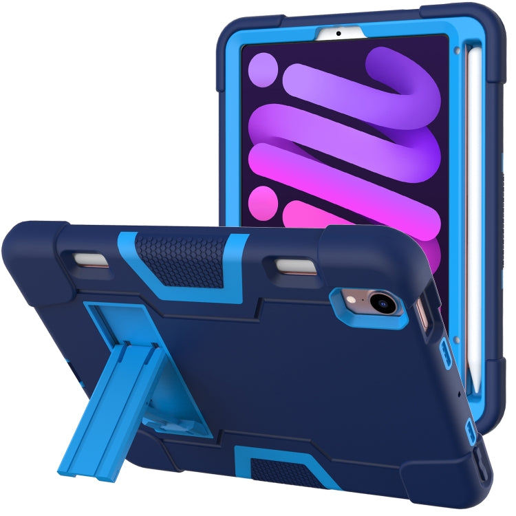 For iPad mini 6 Contrast Color Robot Shockproof Silicone + PC Protective Tablet Case with Holder & Pen Slot