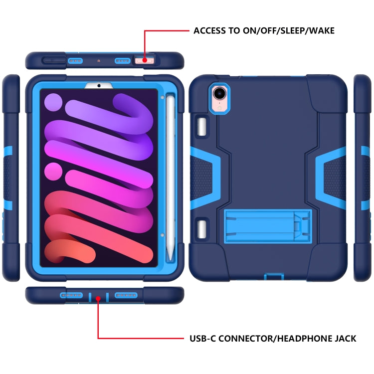 For iPad mini 6 Contrast Color Robot Shockproof Silicone + PC Protective Tablet Case with Holder & Pen Slot