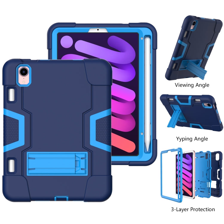 For iPad mini 6 Contrast Color Robot Shockproof Silicone + PC Protective Tablet Case with Holder & Pen Slot