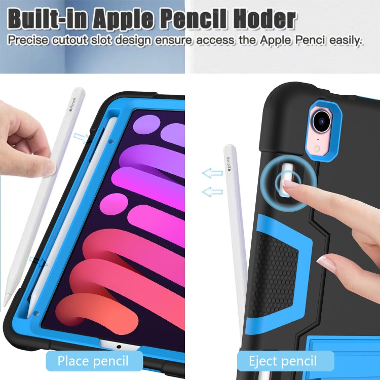 For iPad mini 6 Contrast Color Robot Shockproof Silicone + PC Protective Tablet Case with Holder & Pen Slot