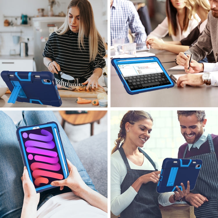 For iPad mini 6 Contrast Color Robot Shockproof Silicone + PC Protective Tablet Case with Holder & Pen Slot