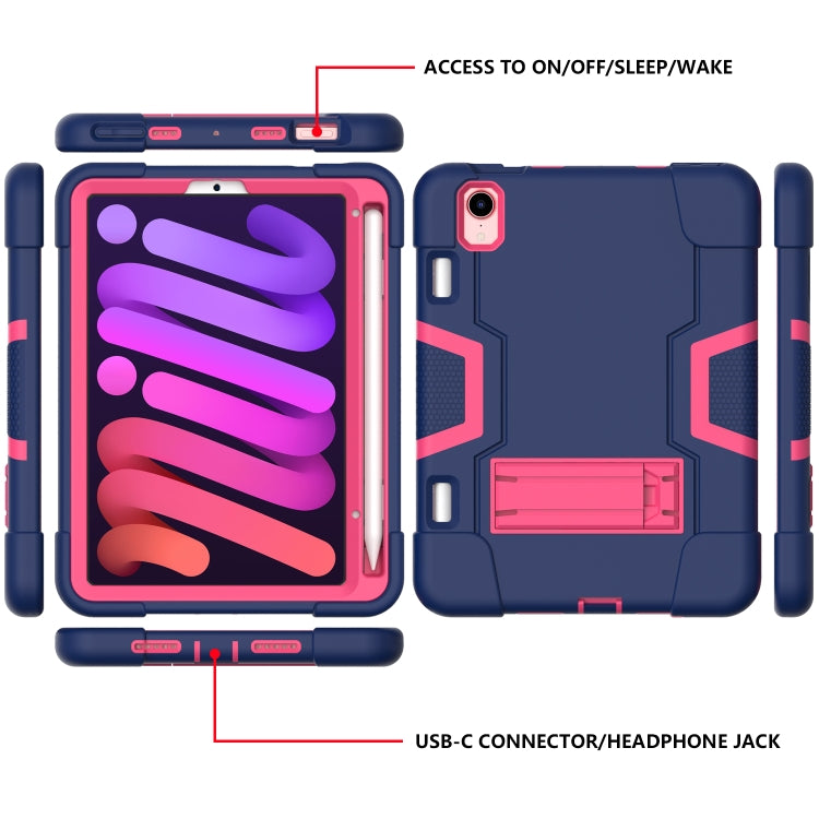 For iPad mini 6 Contrast Color Robot Shockproof Silicone + PC Protective Tablet Case with Holder & Pen Slot