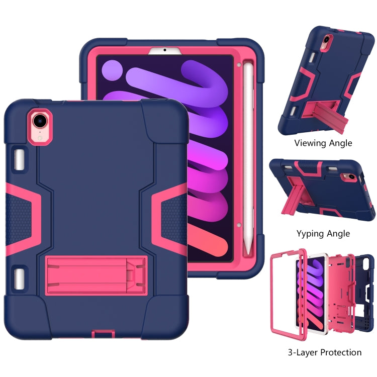 For iPad mini 6 Contrast Color Robot Shockproof Silicone + PC Protective Tablet Case with Holder & Pen Slot