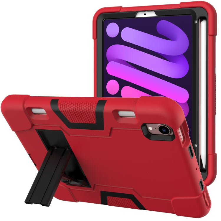 For iPad mini 6 Contrast Color Robot Shockproof Silicone + PC Protective Tablet Case with Holder & Pen Slot
