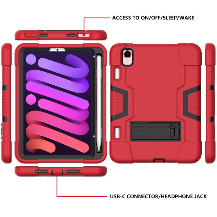 For iPad mini 6 Contrast Color Robot Shockproof Silicone + PC Protective Tablet Case with Holder & Pen Slot