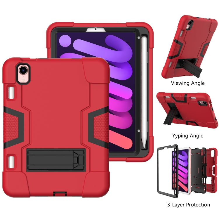 For iPad mini 6 Contrast Color Robot Shockproof Silicone + PC Protective Tablet Case with Holder & Pen Slot