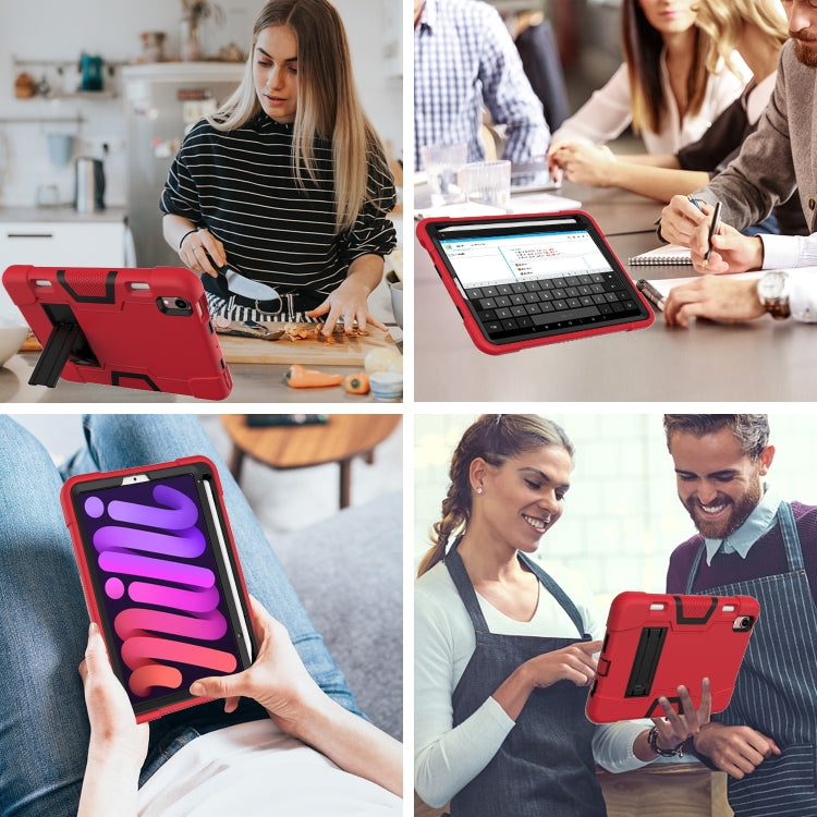 For iPad mini 6 Contrast Color Robot Shockproof Silicone + PC Protective Tablet Case with Holder & Pen Slot