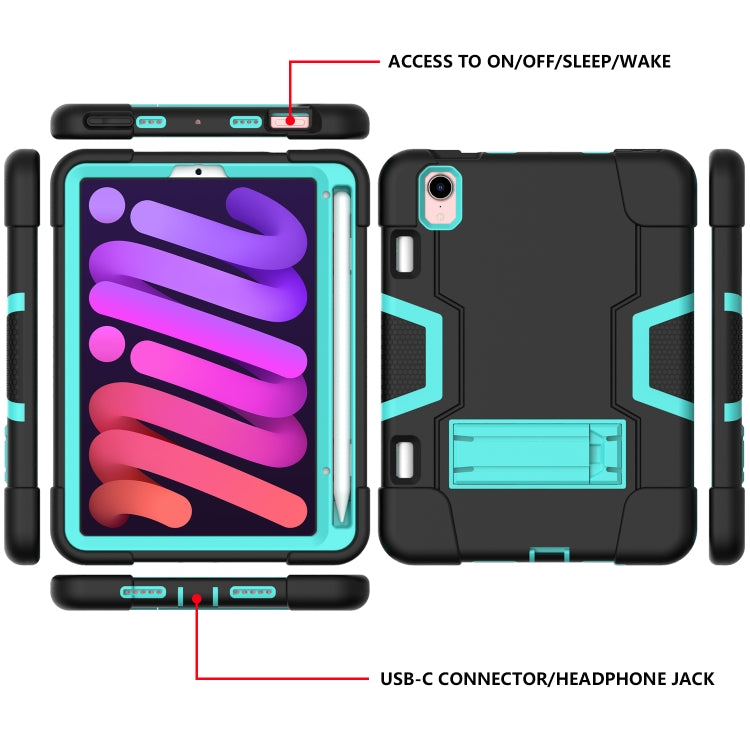 For iPad mini 6 Contrast Color Robot Shockproof Silicone + PC Protective Tablet Case with Holder & Pen Slot