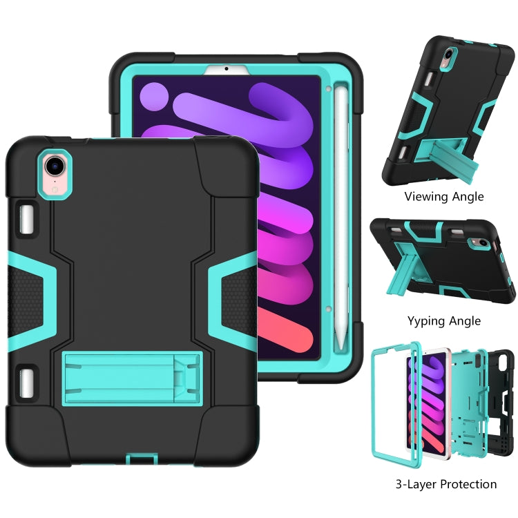 For iPad mini 6 Contrast Color Robot Shockproof Silicone + PC Protective Tablet Case with Holder & Pen Slot