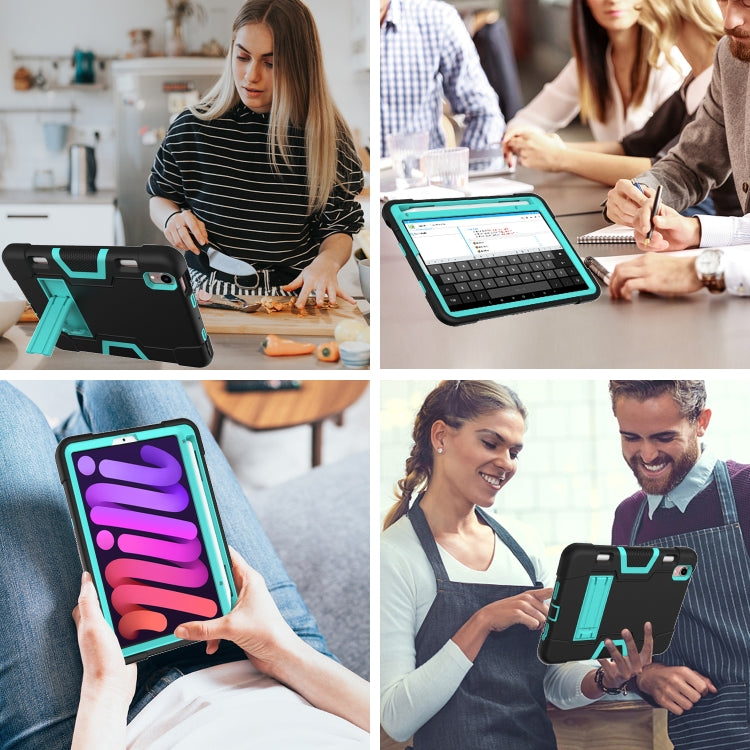 For iPad mini 6 Contrast Color Robot Shockproof Silicone + PC Protective Tablet Case with Holder & Pen Slot