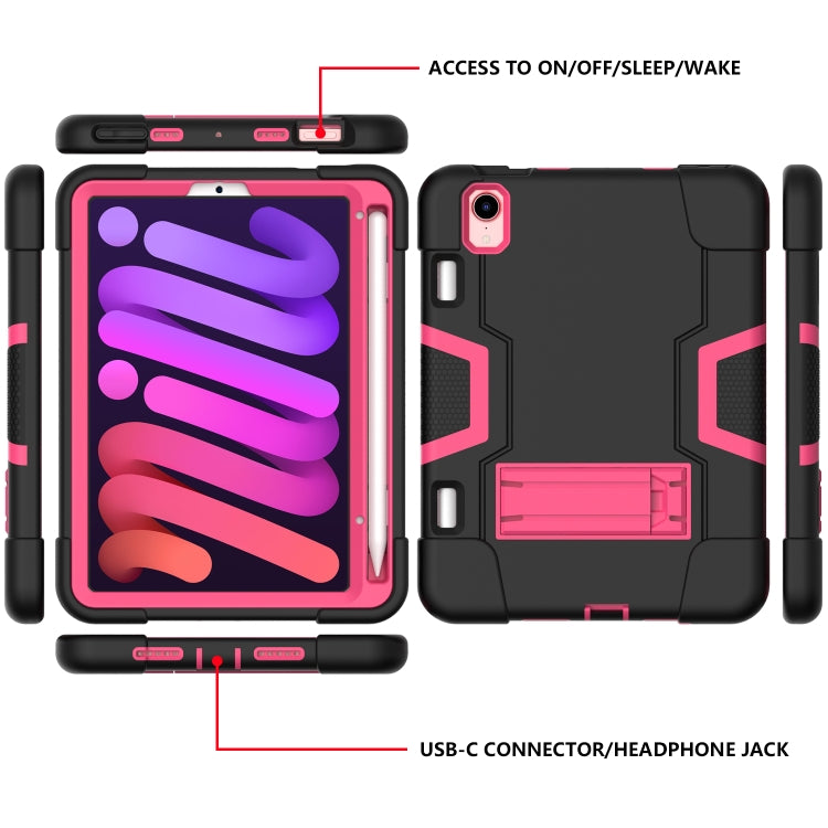 For iPad mini 6 Contrast Color Robot Shockproof Silicone + PC Protective Tablet Case with Holder & Pen Slot