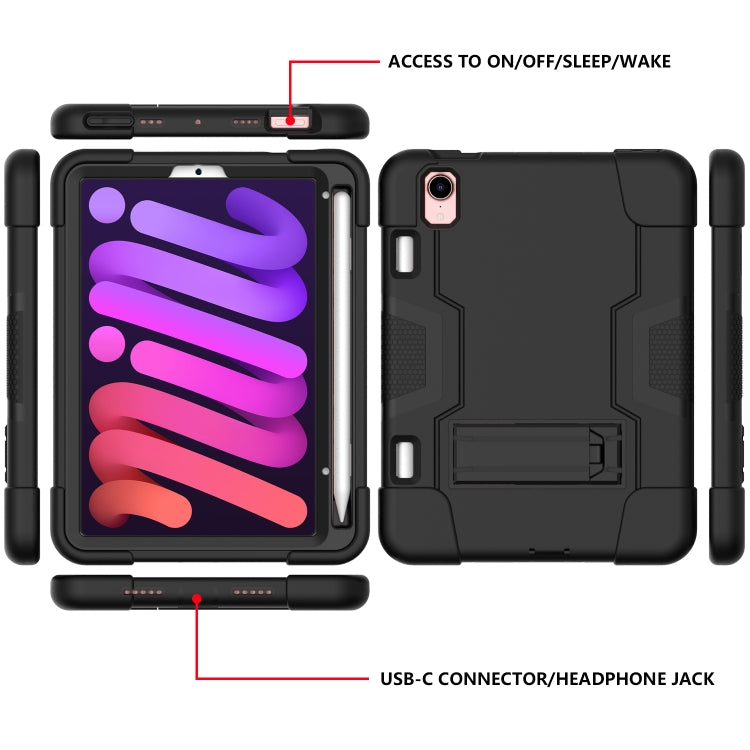 For iPad mini 6 Contrast Color Robot Shockproof Silicone + PC Protective Tablet Case with Holder & Pen Slot