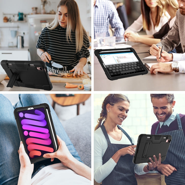 For iPad mini 6 Contrast Color Robot Shockproof Silicone + PC Protective Tablet Case with Holder & Pen Slot