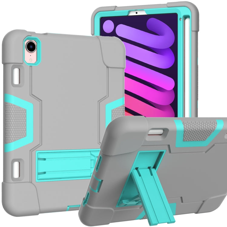 For iPad mini 6 Contrast Color Robot Shockproof Silicone + PC Protective Tablet Case with Holder & Pen Slot