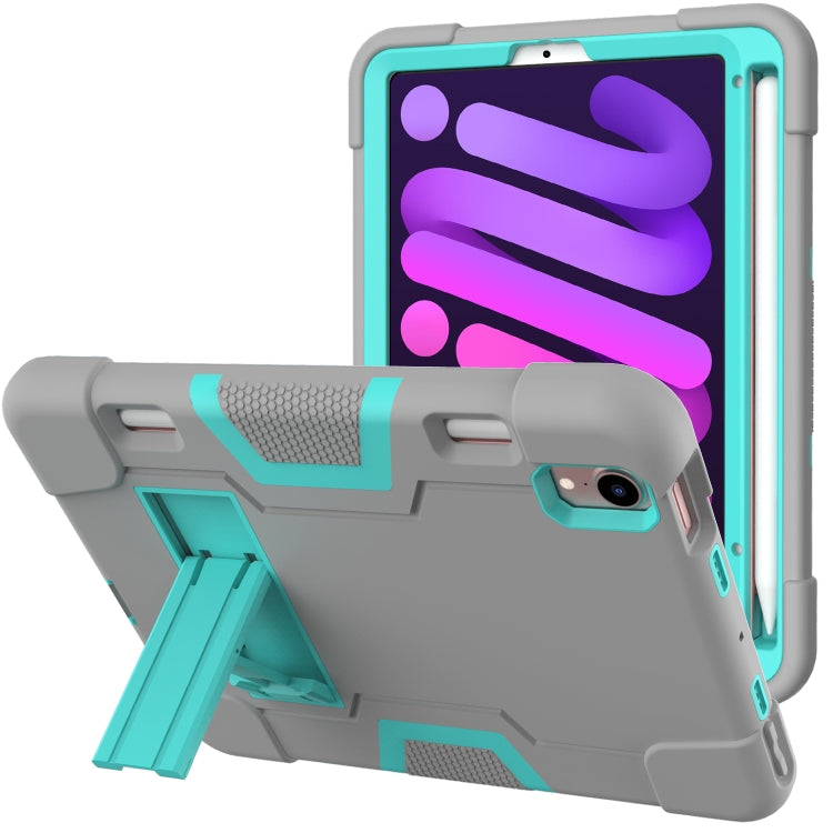For iPad mini 6 Contrast Color Robot Shockproof Silicone + PC Protective Tablet Case with Holder & Pen Slot