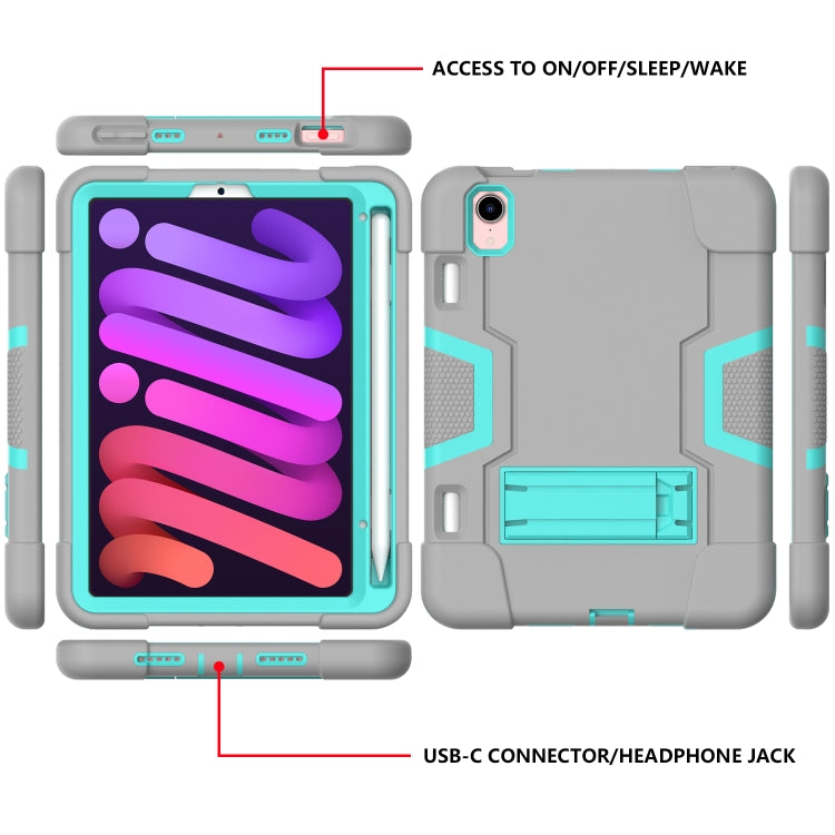 For iPad mini 6 Contrast Color Robot Shockproof Silicone + PC Protective Tablet Case with Holder & Pen Slot