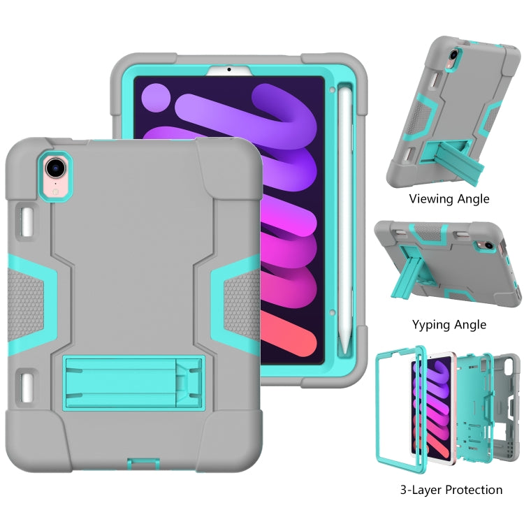 For iPad mini 6 Contrast Color Robot Shockproof Silicone + PC Protective Tablet Case with Holder & Pen Slot
