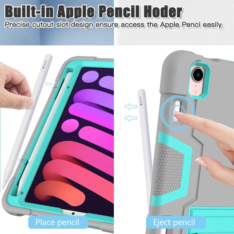 For iPad mini 6 Contrast Color Robot Shockproof Silicone + PC Protective Tablet Case with Holder & Pen Slot
