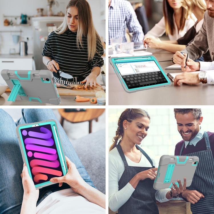 For iPad mini 6 Contrast Color Robot Shockproof Silicone + PC Protective Tablet Case with Holder & Pen Slot