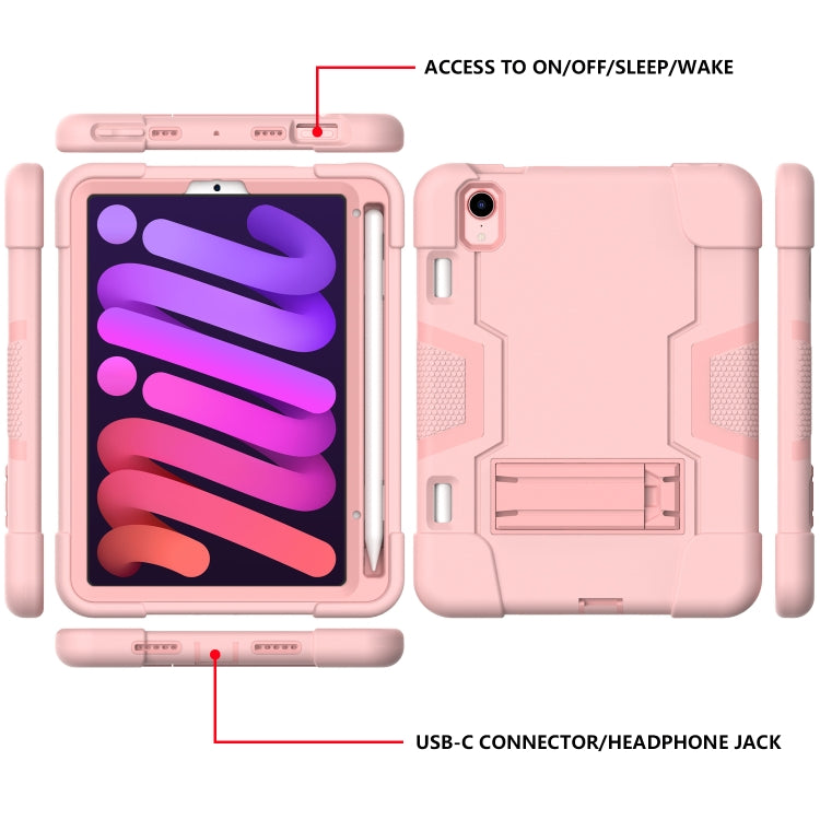 For iPad mini 6 Contrast Color Robot Shockproof Silicone + PC Protective Tablet Case with Holder & Pen Slot