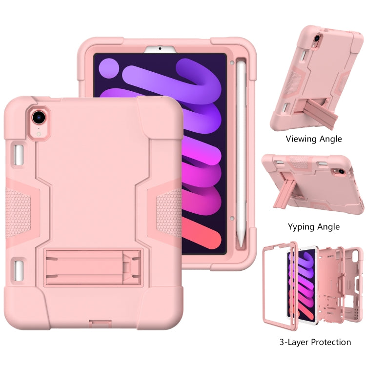For iPad mini 6 Contrast Color Robot Shockproof Silicone + PC Protective Tablet Case with Holder & Pen Slot